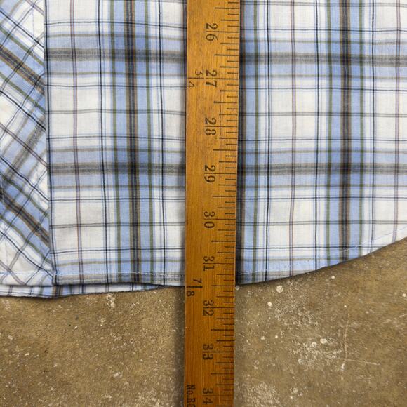Dickies Plaid Pearl Snap Shirt Men’s 2XL Blue‎ Western Short Sleeve - Picture 8 of 10